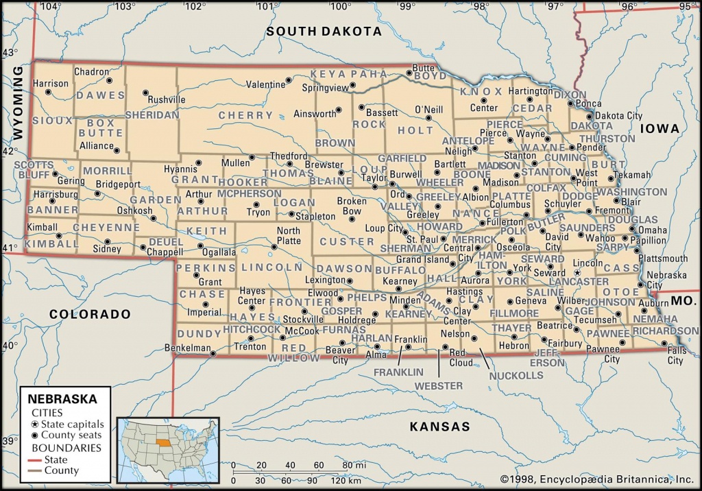 State And County Maps Of Nebraska - Printable Road Map Of Nebraska