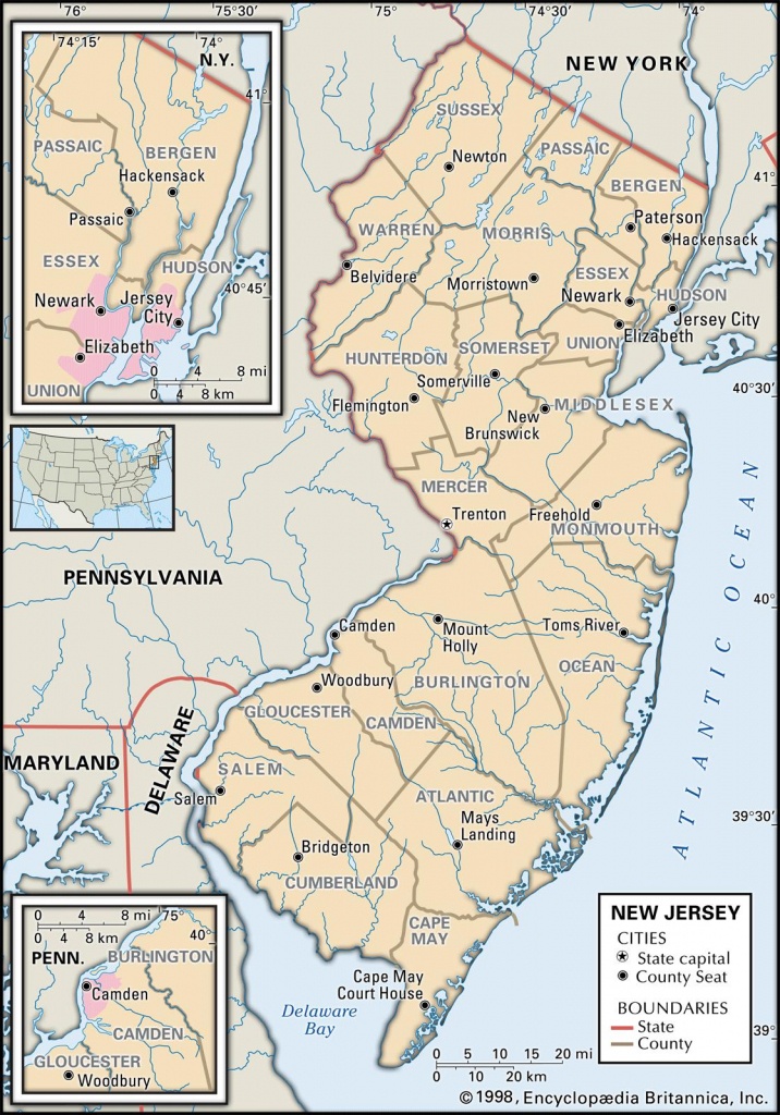 State And County Maps Of New Jersey - Printable Map Of Monmouth County Nj