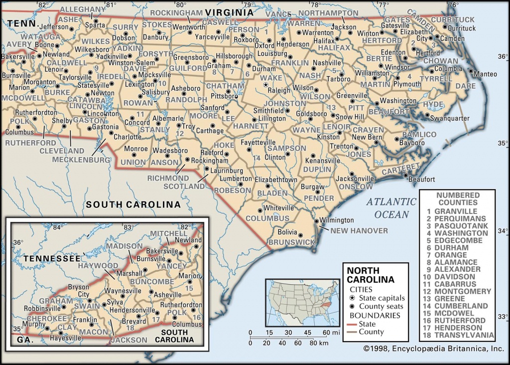 State And County Maps Of North Carolina - Printable Map Of North Carolina Cities