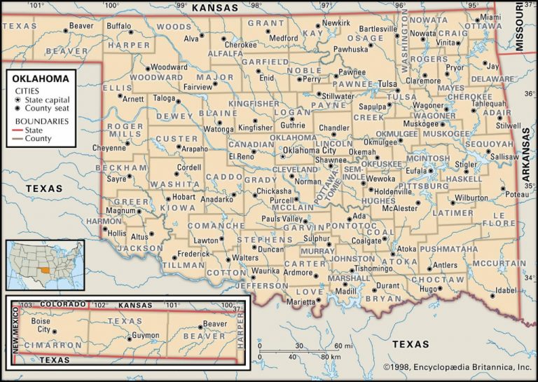 State And County Maps Of Oklahoma Printable Map Of Norman Ok 768x545 