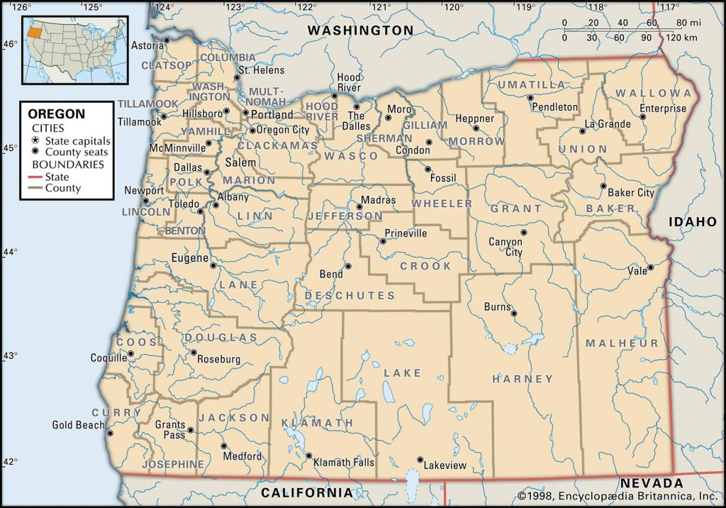 State And County Maps Of Oregon - California Oregon Washington Road Map  Printable Maps