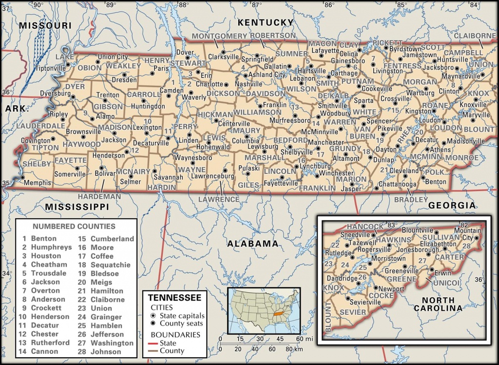 Map Of Tennessee Printable