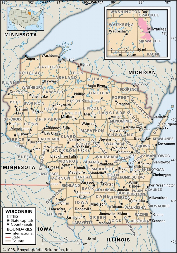 State And County Maps Of Wisconsin - Printable Map Of Wisconsin Cities