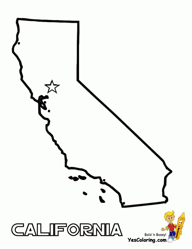 State Map Of California Coloring Sheet For Kids At Yescoloring - Printable Map Of California For Kids