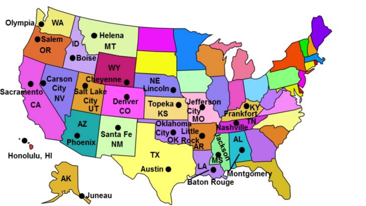 United States Map States And Capitals Printable Map