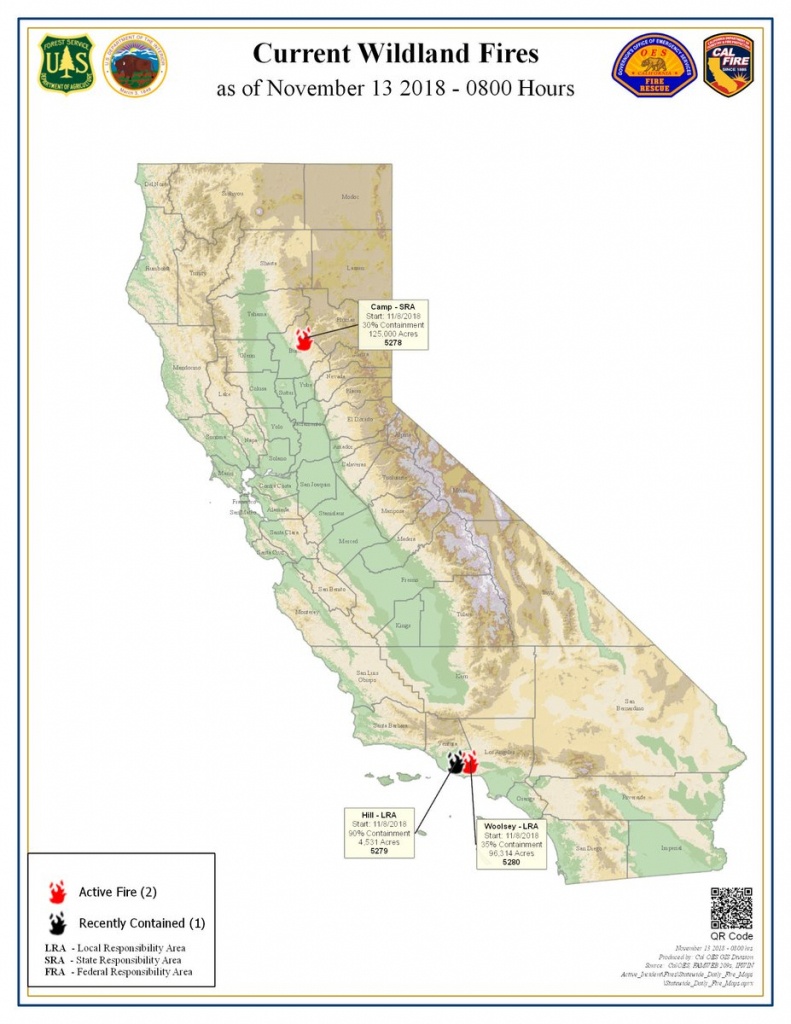 Statewide Wildland Fires Map For Tuesday, November 13. Containment - Live Fire Map California