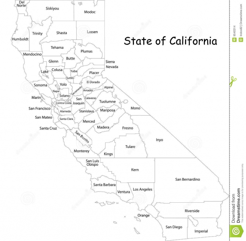 Stock Images Map California State Image Map Of California Springs - California Map Black And White