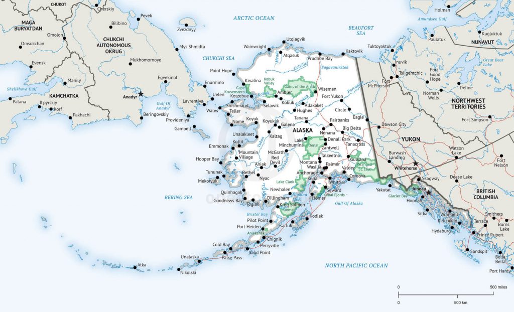 Stock Vector Map Of Alaska | One Stop Map - Printable Map Of Alaska ...