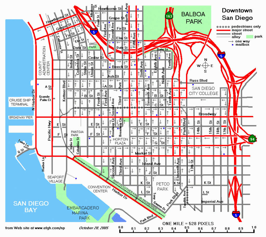 Street Map Of Downtown San Diego - Detailed Map Of San Diego California