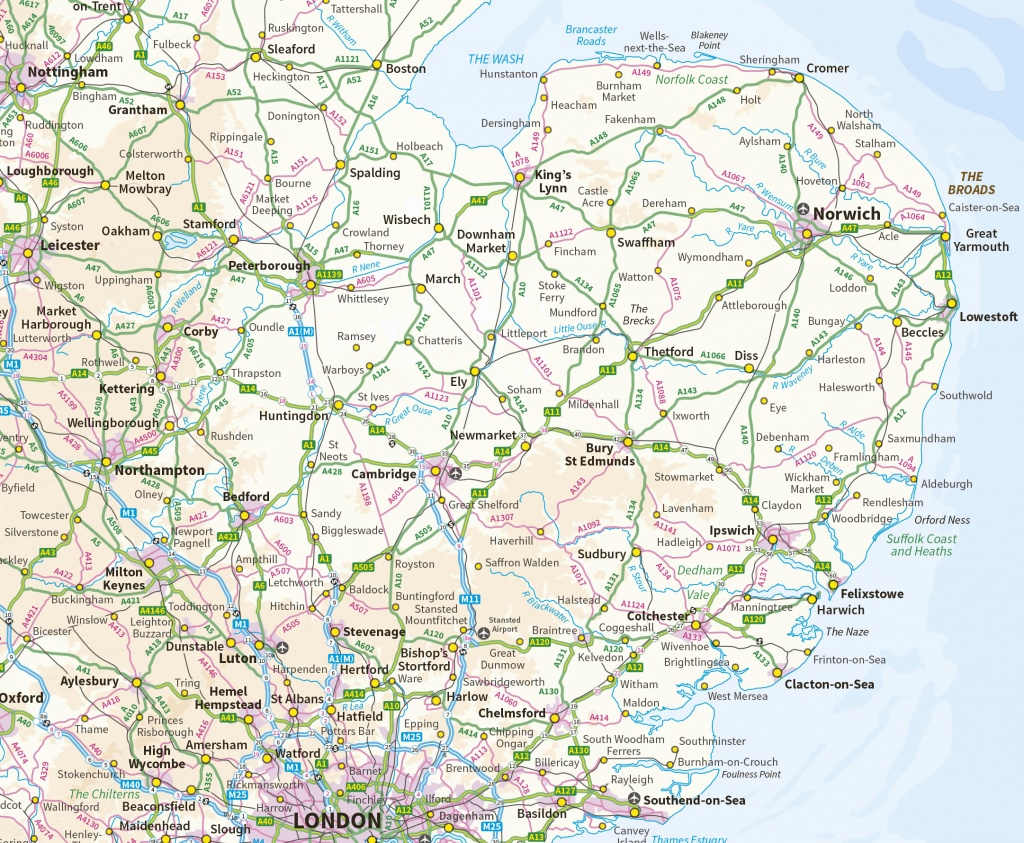 Suffolk Maps - Printable Map Of East Anglia