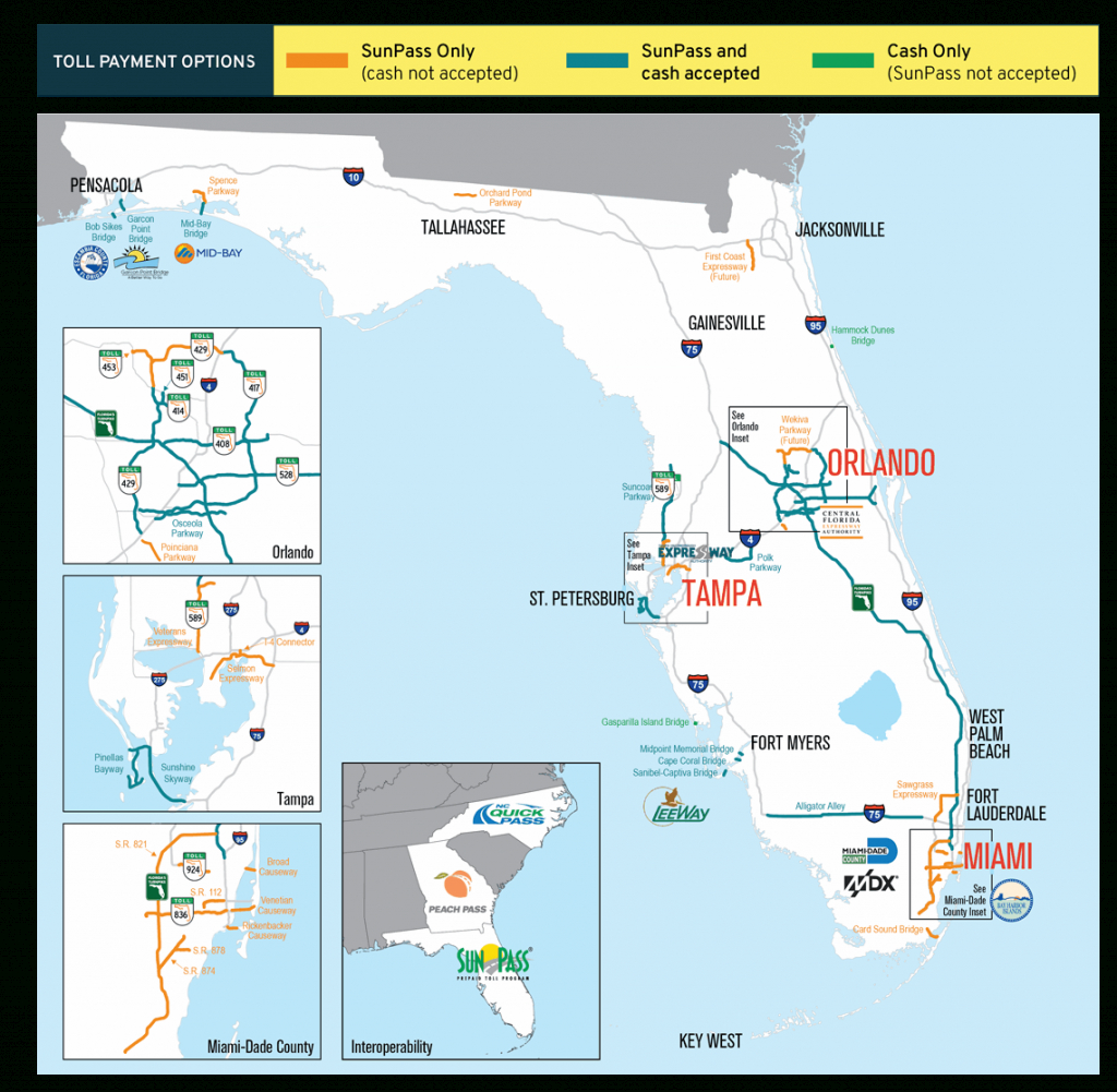 Sunpass : Tolls - Map Of Florida Naples Tampa