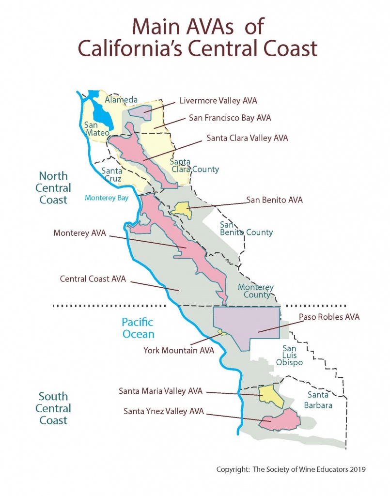 Swe Map 2019: California—Central Coast – Wine, Wit, And Wisdom - Map Of Central And Northern California Coast