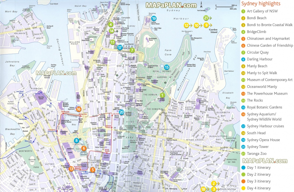 Sydney Maps - Top Tourist Attractions - Free, Printable City Street Map - Sydney City Map Printable