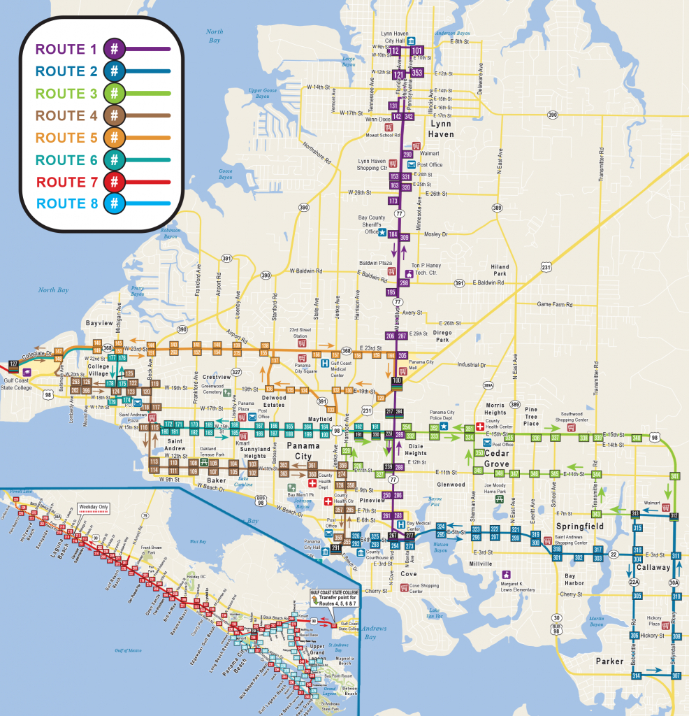 System Map | Bay Town Trolley - Map Of Panama City Florida And Surrounding Towns