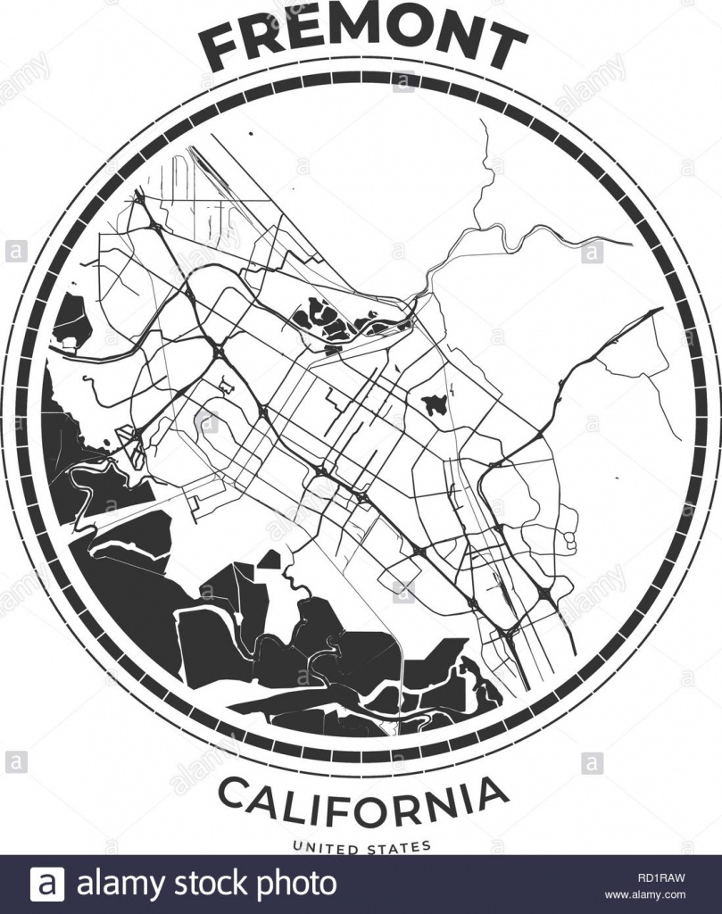 T-Shirt Map Badge Of Fremont, California. Tee Shirt Print Typography - Fremont California Map