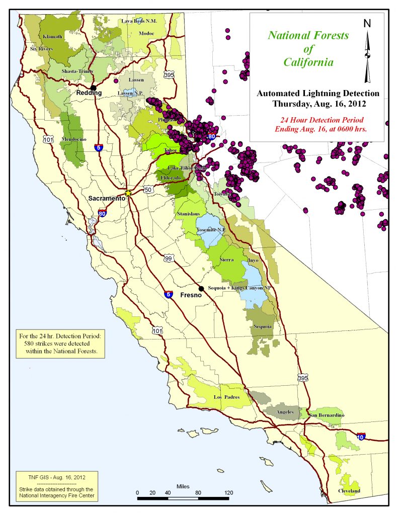 Tahoe National Forest - Maps & Publications - Lightning Map California ...