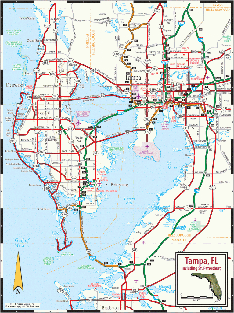 Tampa, St. Petersburg &amp;amp; Clearwater Map - Map Of Tampa Florida And Surrounding Area