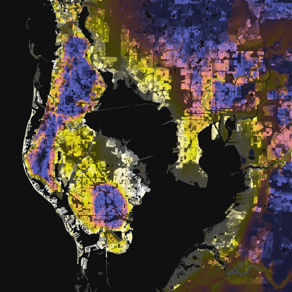 Tampa-St. Petersburg, Florida – Elevation And Population Density, 2010 - Florida Elevation Map Above Sea Level