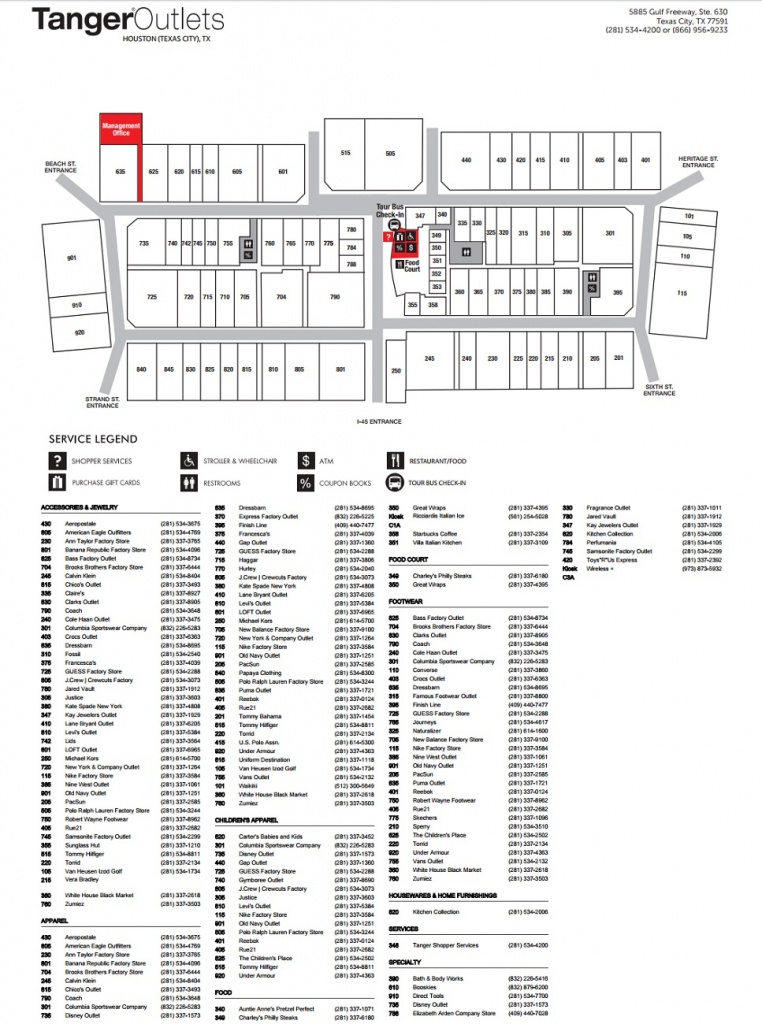 Tanger Outlets Houston (89 Stores) - Outlet Shopping In Texas City - Tanger Outlet Texas City Map
