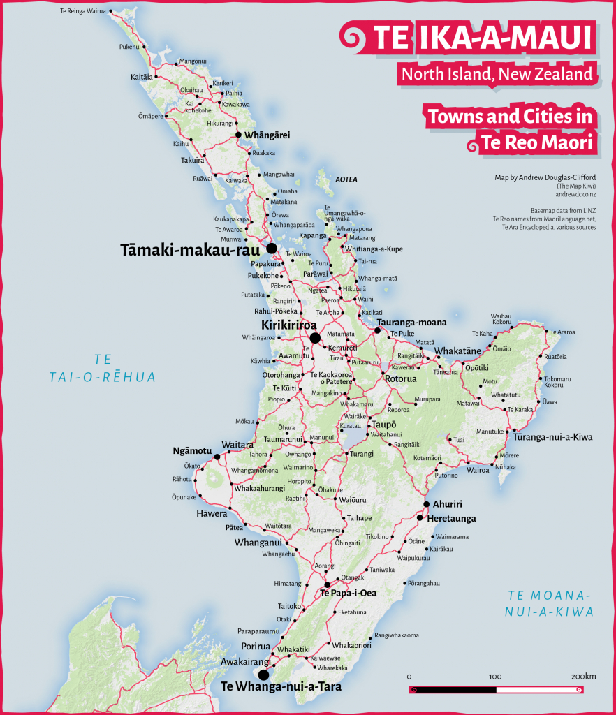 Te Ika-A-Maui: Te Reo Map Of The North Island&amp;#039;s Towns And Cities - New Zealand North Island Map Printable