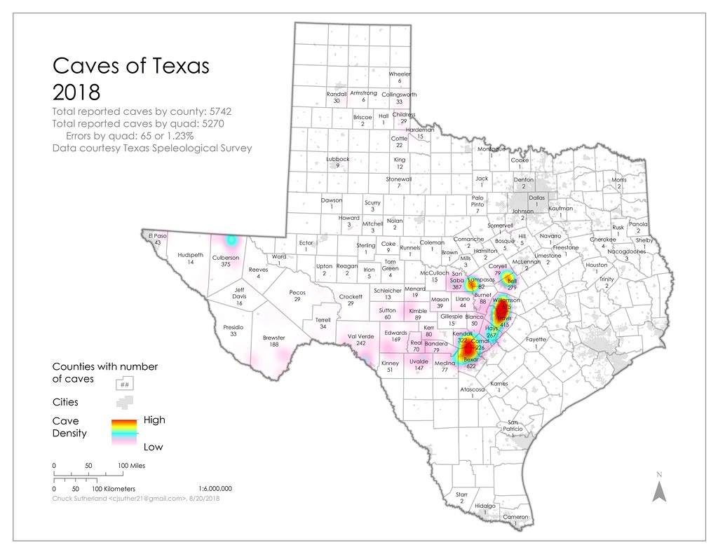 Texas Cave Distribution Map, Data 2018 | Used In The Blog Po… | Flickr - Caves In Texas Map
