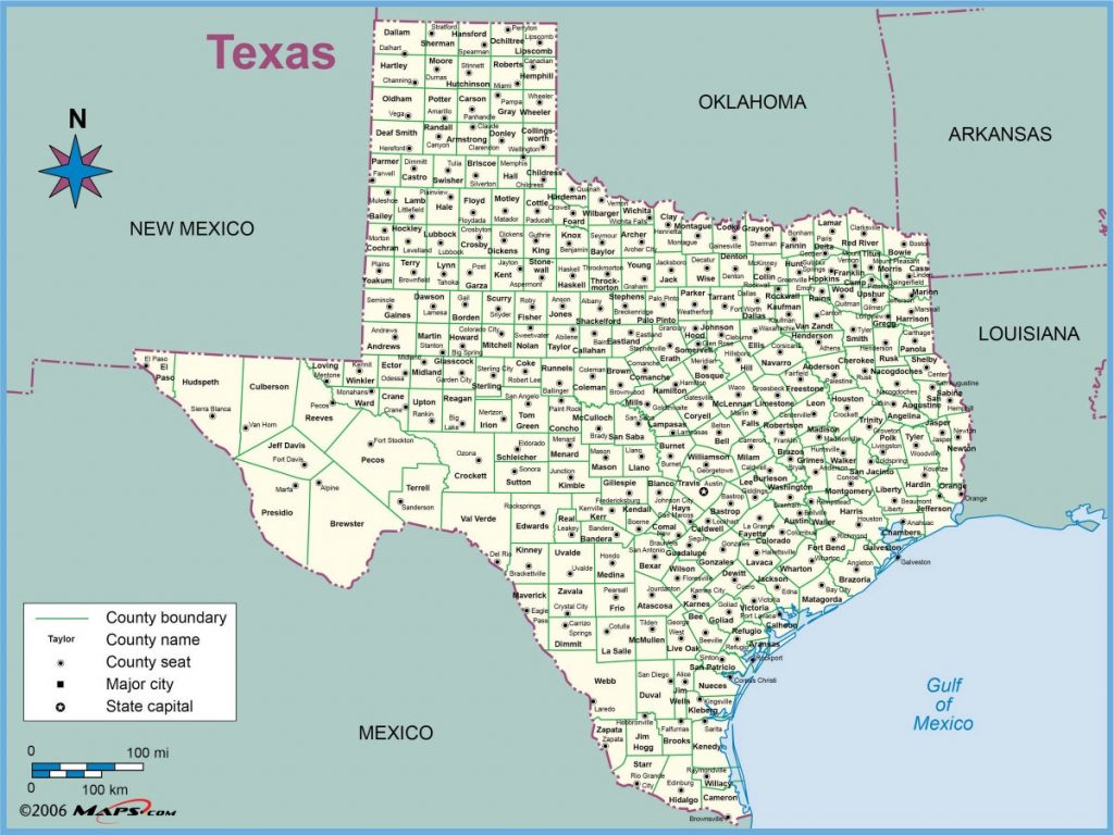 Texas County Outline Wall Map - Maps - Texas County Wall Map ...