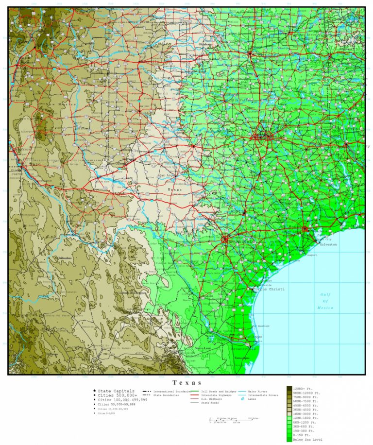 Texas Elevation Map Interactive Elevation Map Of Texas 768x916 