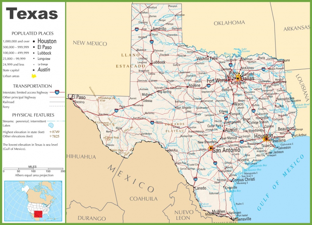 Texas Highway Map - Printable Map Of Texas With Cities