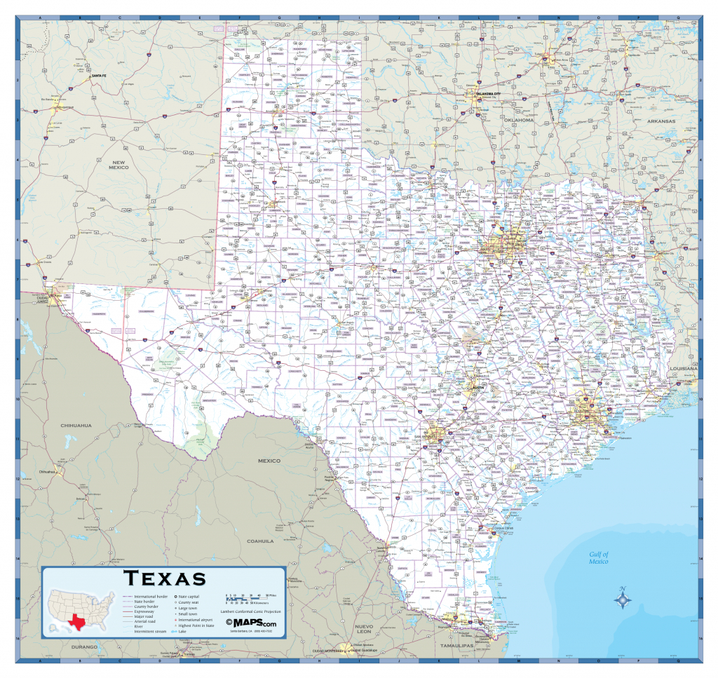 Texas Highway Wall Map - Maps - Rand Mcnally Texas Road Map