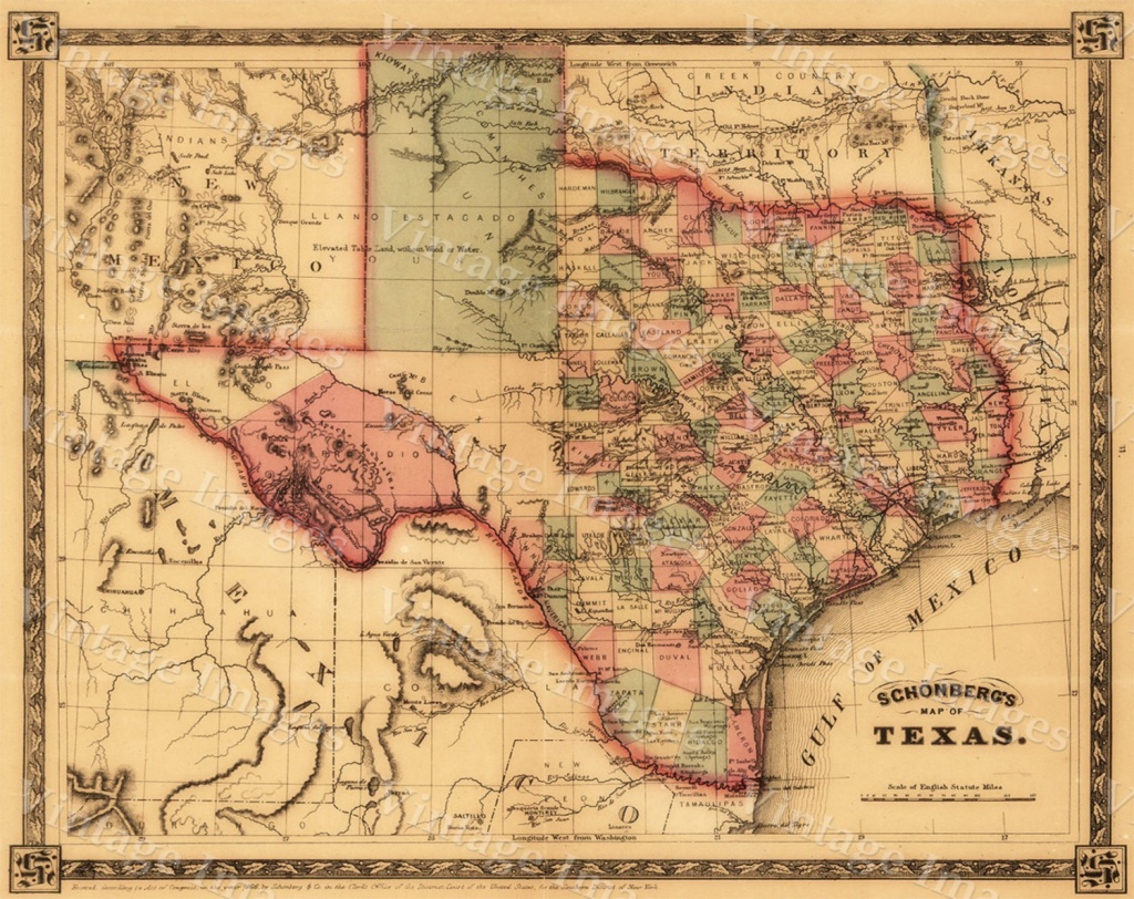 Texas Map Giant 1866 Old Texas Map Old West Map Antique - Giant Texas Wall Map