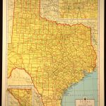 Texas Map Of Texas Wall Art Colored Colorful Yellow Vintage Gift   Texas Map Wall Art