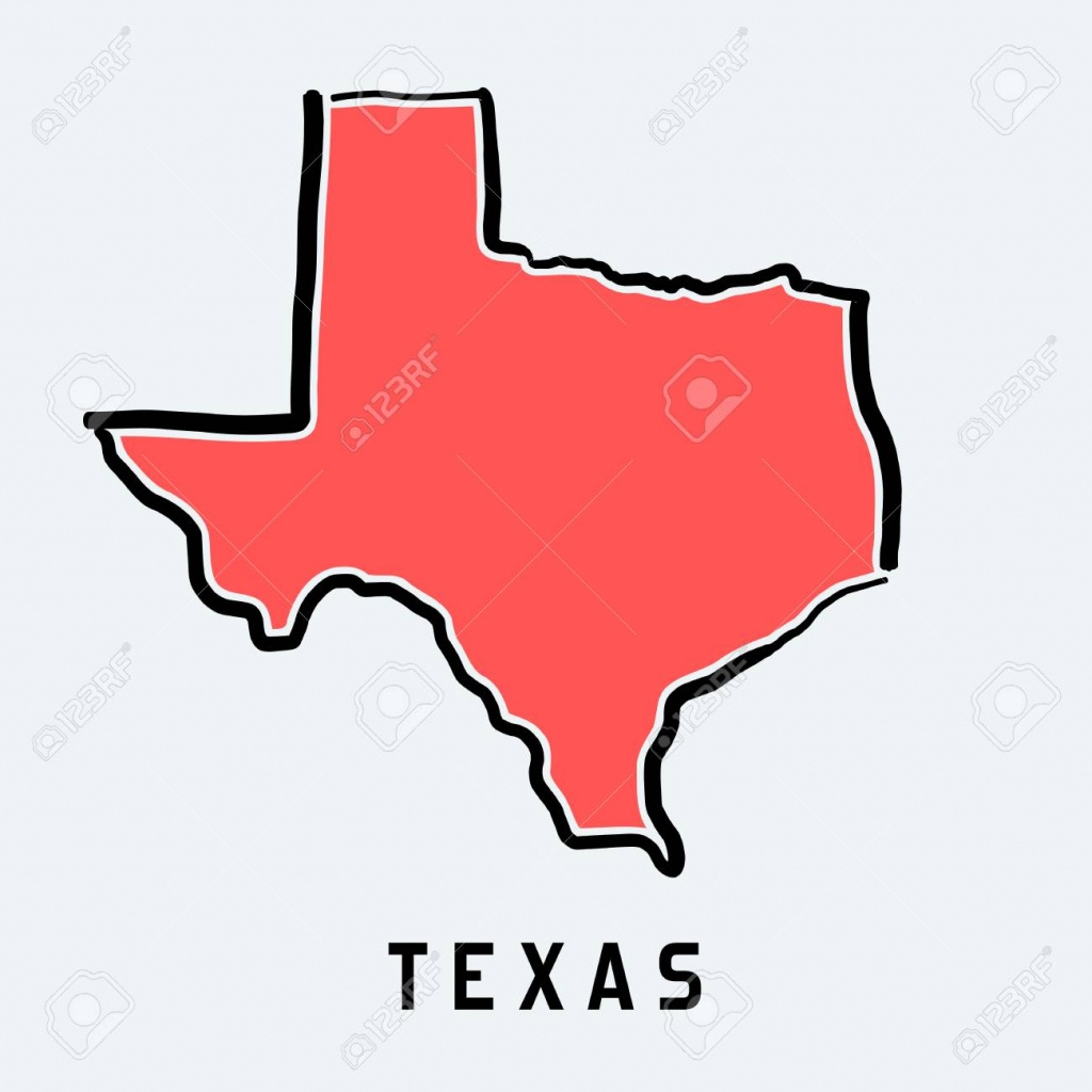 Texas Map Outline - Smooth Simplified Us State Shape Map Vector - Texas Map Vector Free