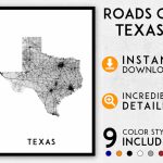 Texas Map Print Texas Print Texas State Map Usa Map Texas | Etsy   Texas Map Print