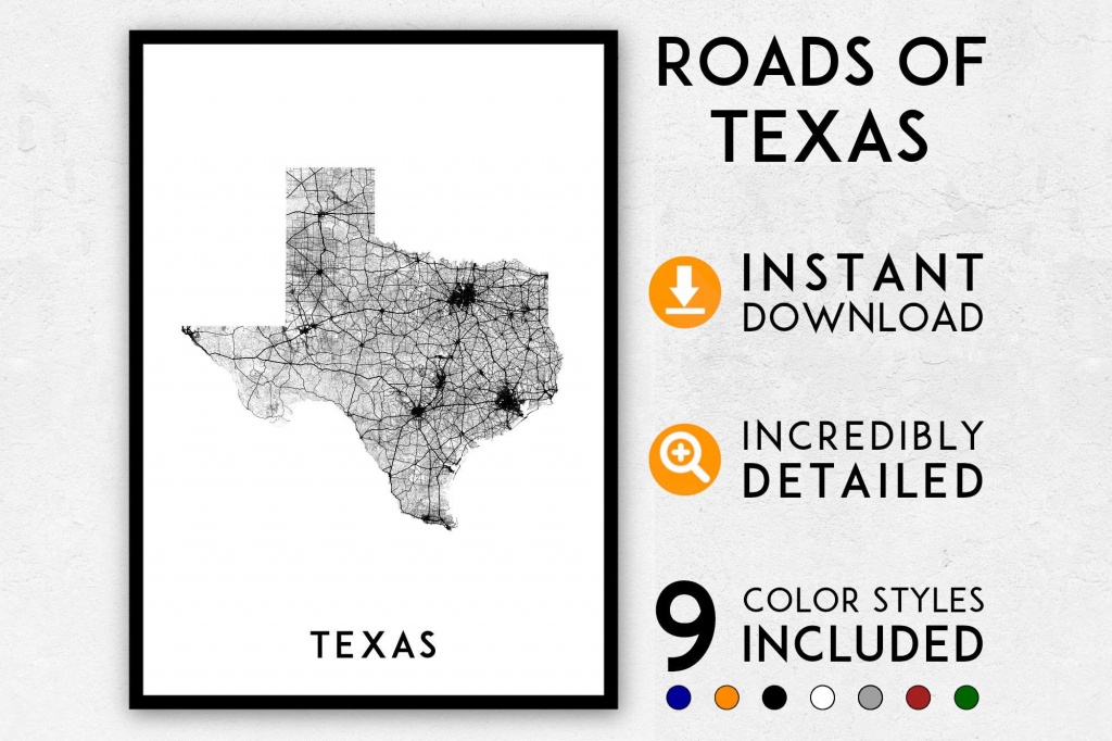 Texas Map Print Texas Print Texas State Map Usa Map Texas | Etsy - Texas Map Print