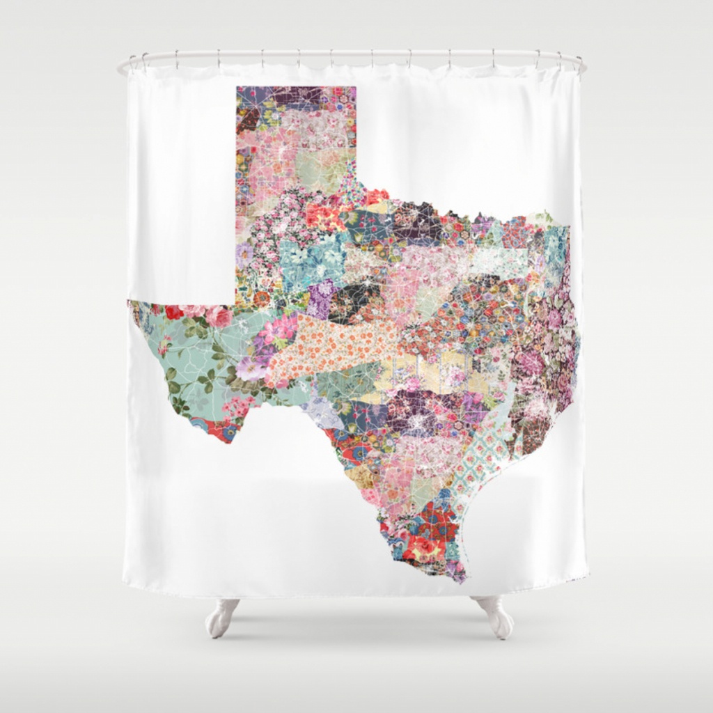 Texas Map Shower Curtainpoeticmaps | Society6 - Texas Map Shower Curtain
