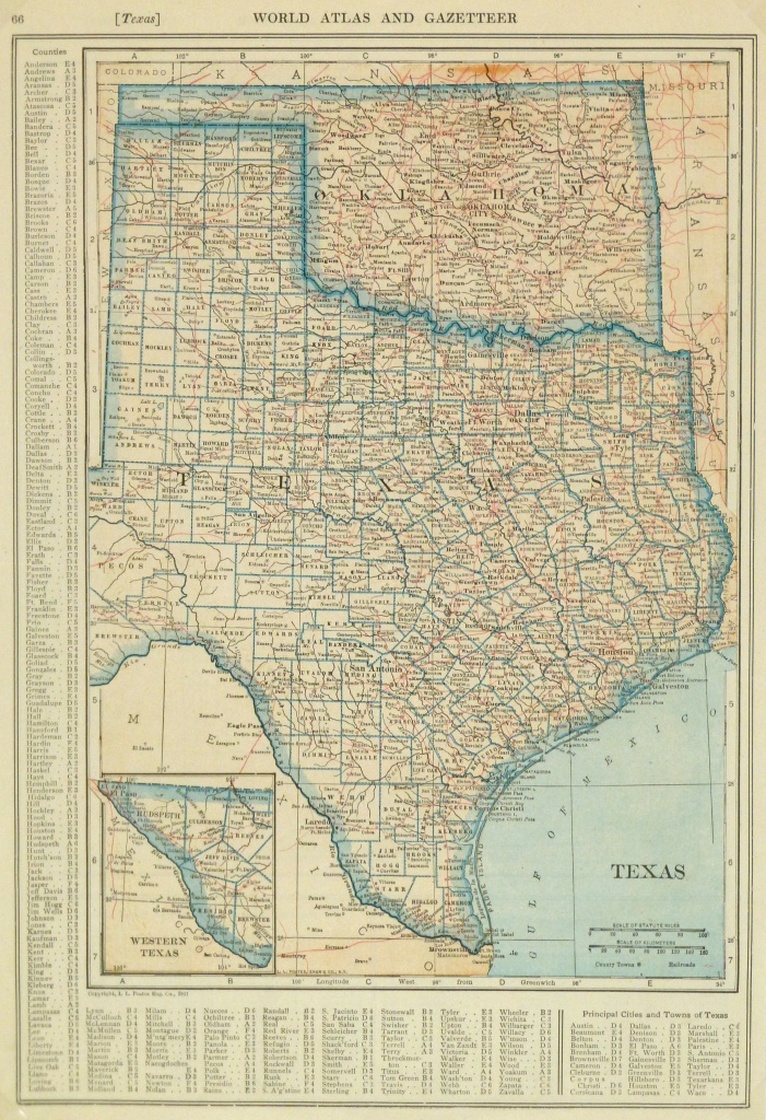 Texas &amp;amp; Oklahoma Map, 1921 - Original Art, Antique Maps &amp;amp; Prints - Map Of Oklahoma And Texas