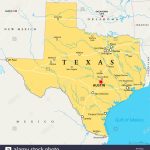 Texas, Political Map, With Capital Austin, Borders, Important Cities   South Texas Cities Map