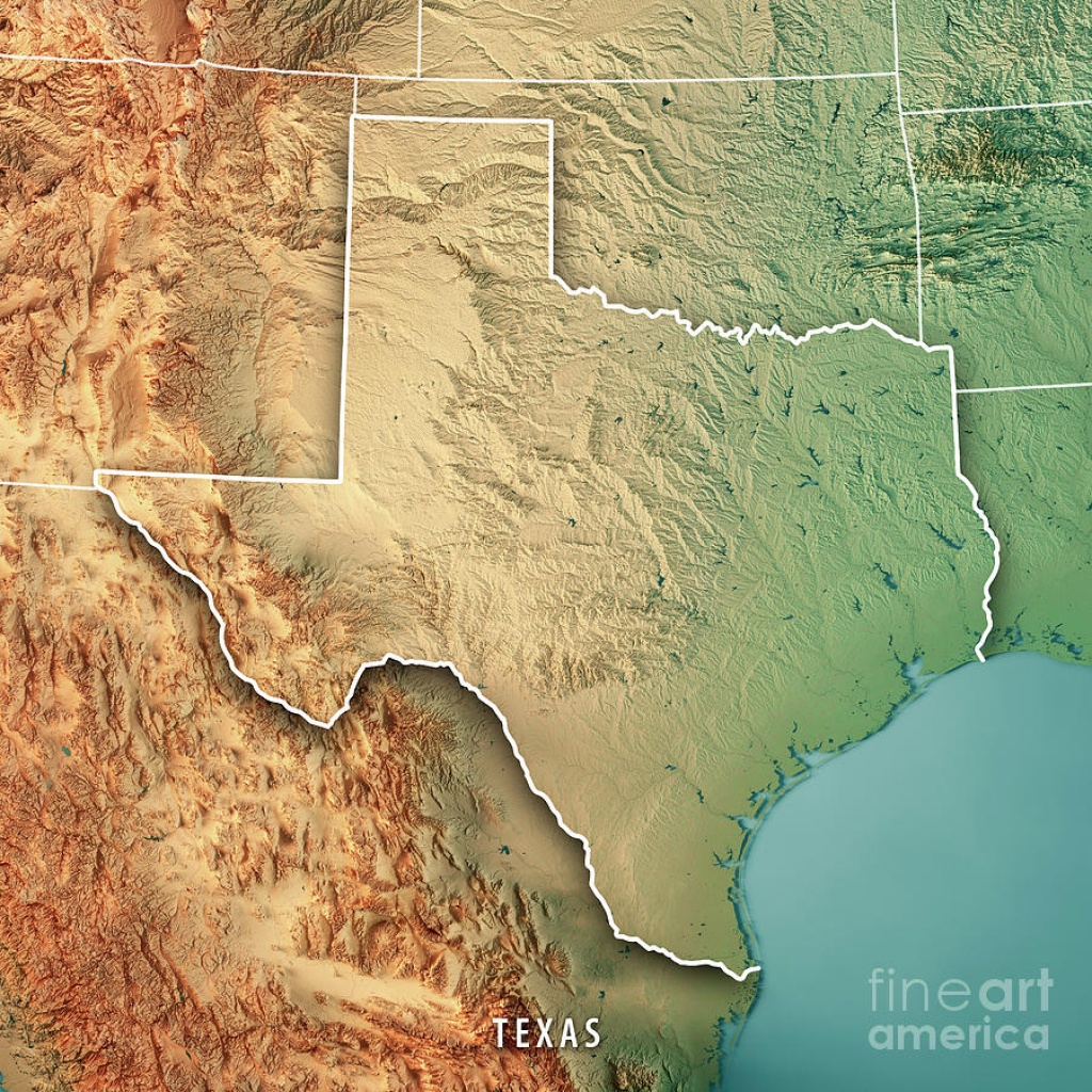 Texas State Usa 3D Render Topographic Map Borderfrank Ramspott - 3D Topographic Map Of Texas