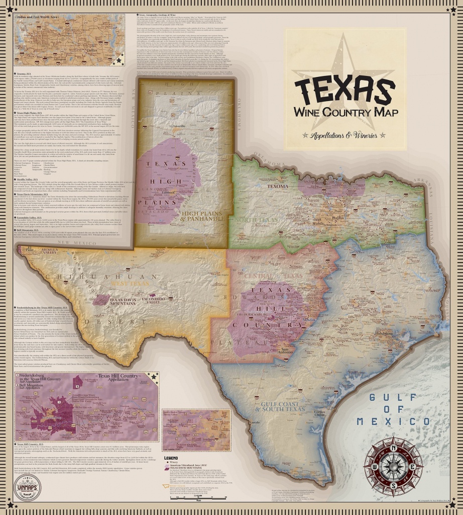 Texas Wine Country Map, Appellations &amp;amp; Wineries - Vinmaps® - Fredericksburg Texas Winery Map