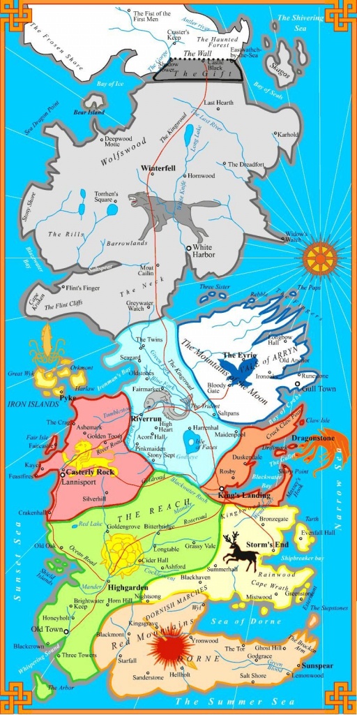 The Best Printable Map Of Westeros. Not Too Detailed To Print On One - Game Of Thrones Printable Map