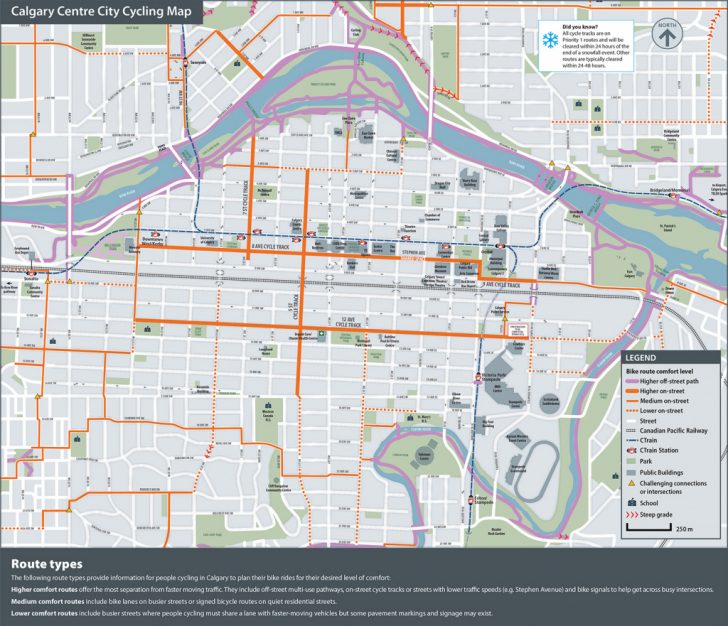 The City Of Calgary Cycling And Walking Route Maps Printable Map Of Calgary 728x626 