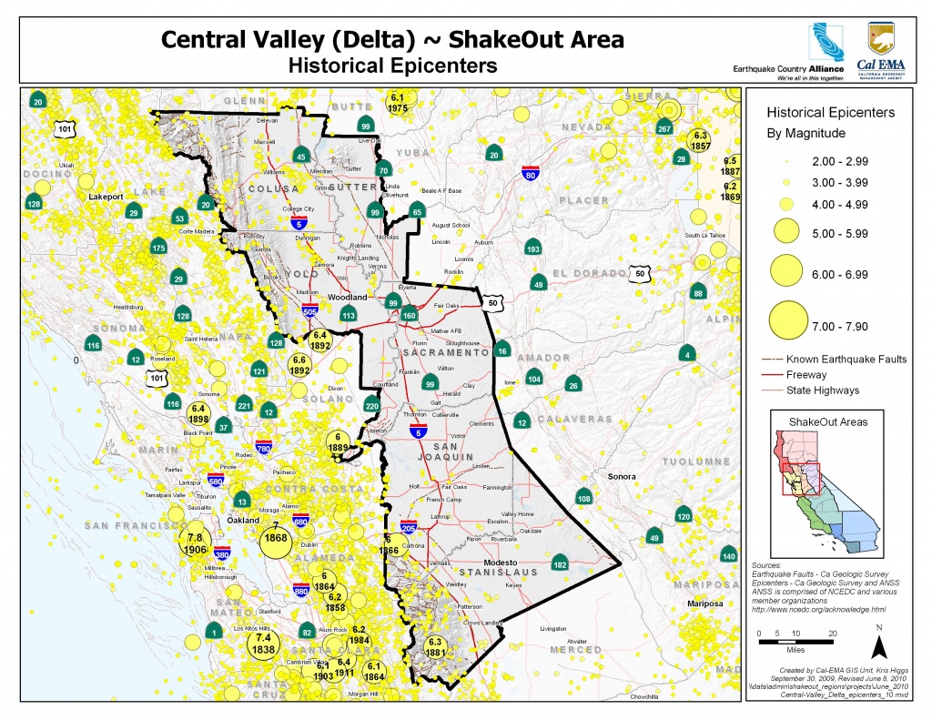 The Great California Shakeout - Delta Sierra Area - Usgs California Nevada Earthquake Map