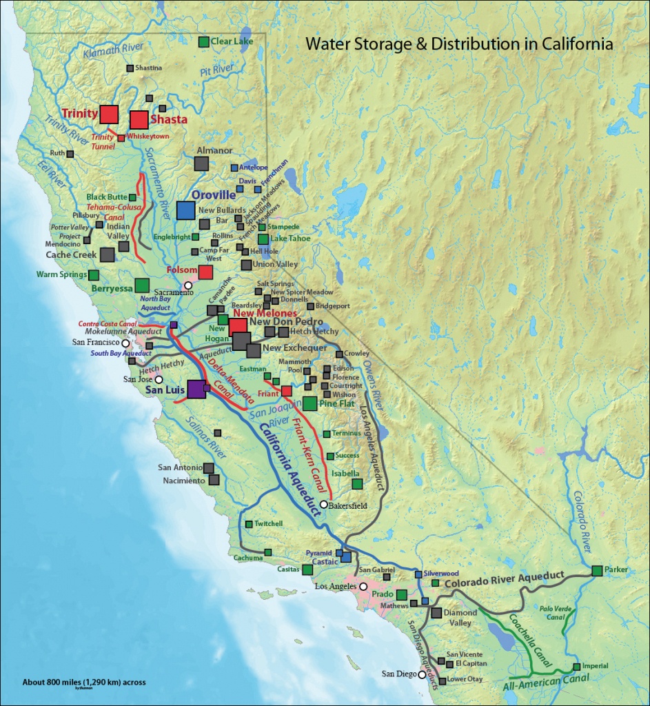 The Major Waterway Of California - California Reservoirs Map