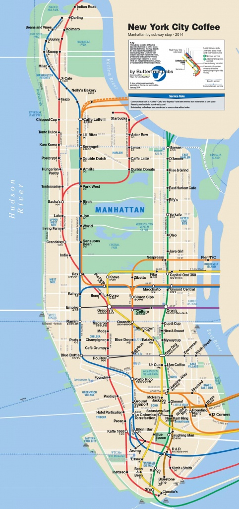 The Subway Map Of New York&amp;#039;s Coffee Shops | Hanging Out In Ny | Nyc - Nyc Subway Map Manhattan Only Printable
