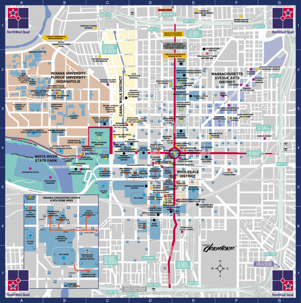 This Large Map Of Downtown Indianapolis May Take A Moment To Load - Downtown Houston Map Printable