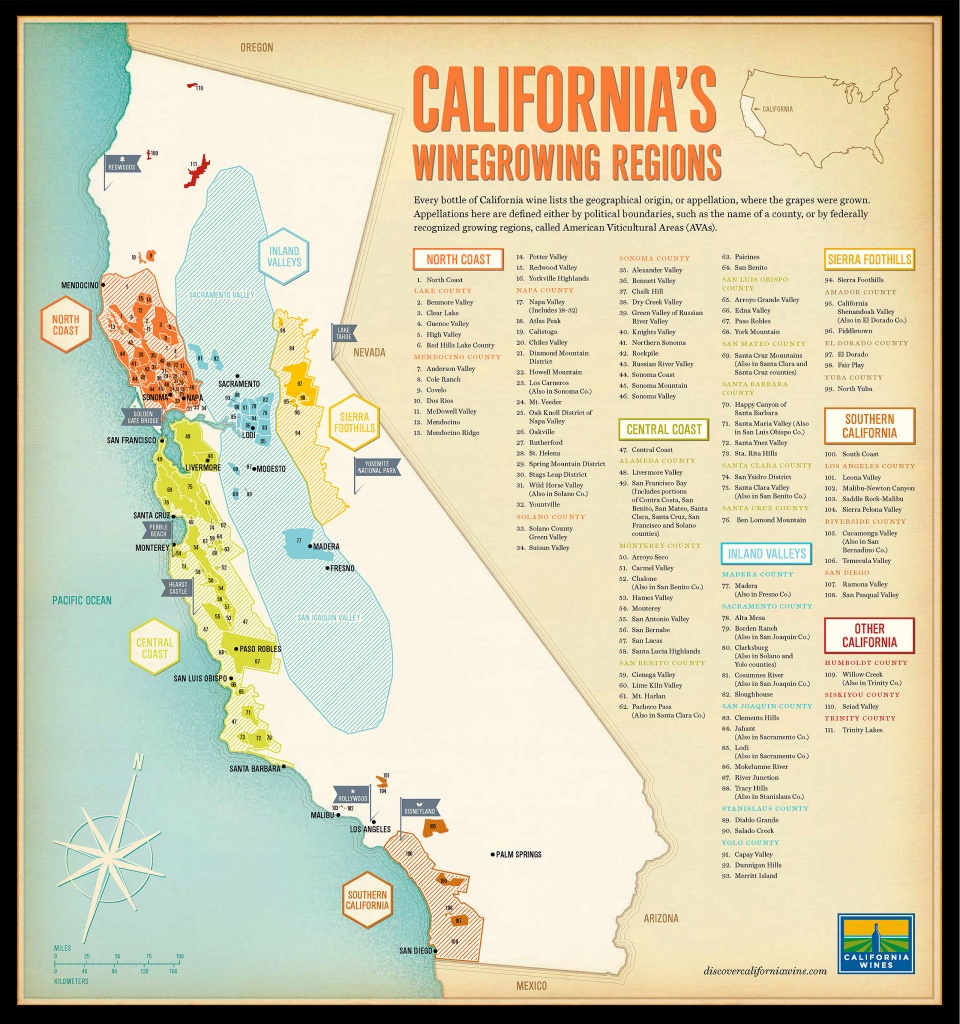 Tomorrow Partners | Wine Institute Of California - California Wine Map Poster