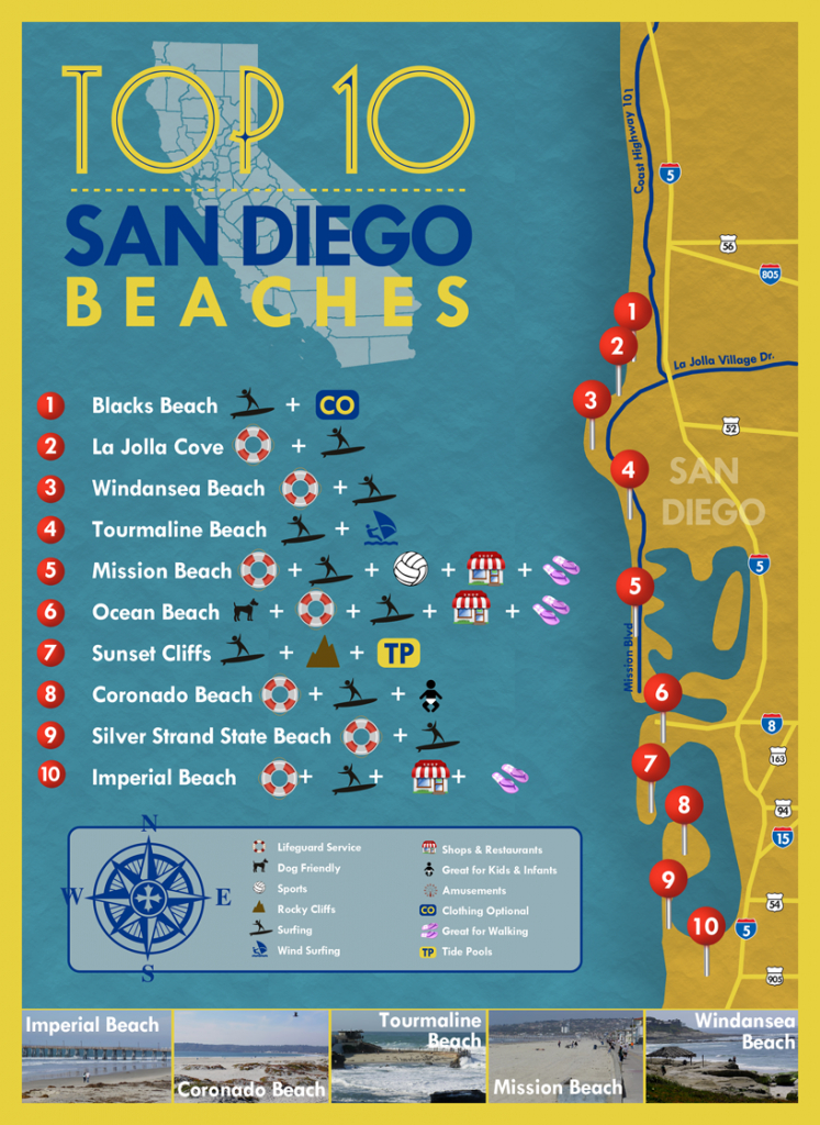 Top 10 San Diego Beaches #sandiego #beaches | San Diego Things To Do - Map Of Ocean Beach California