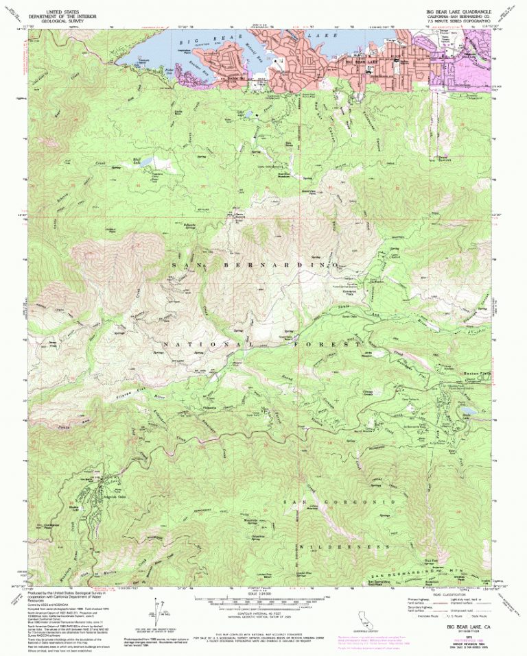 Topographic Maps Of San Bernardino County, California - Map Of San ...