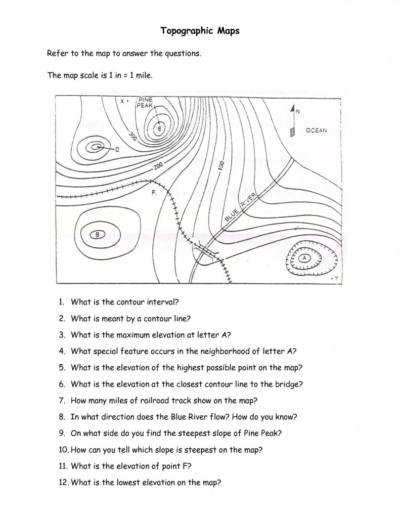 Topographic+Map+Reading+Worksheet+Answers | Topography ...