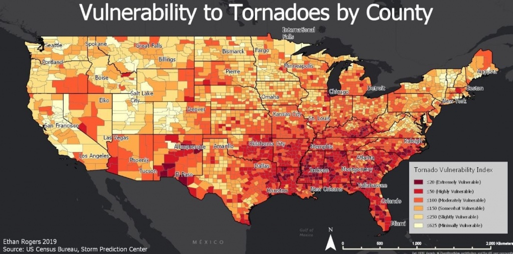 Tornado Map Shows Which Parts Of The U.s. Are Most Vulnerable - The - Texas Property Map
